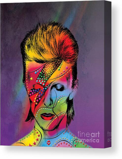 Colorful David Bowie Portrait Canvas Print
