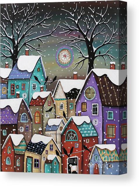 Whimsical Snowy Village Canvas Print
