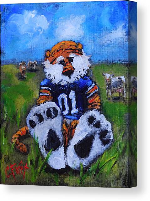 Aubie With the Cows Canvas Art Print by Carole Foret