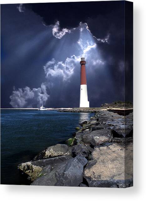 Barnegat Inlet Lighthouse Nj Canvas Art Print by Skip Willits