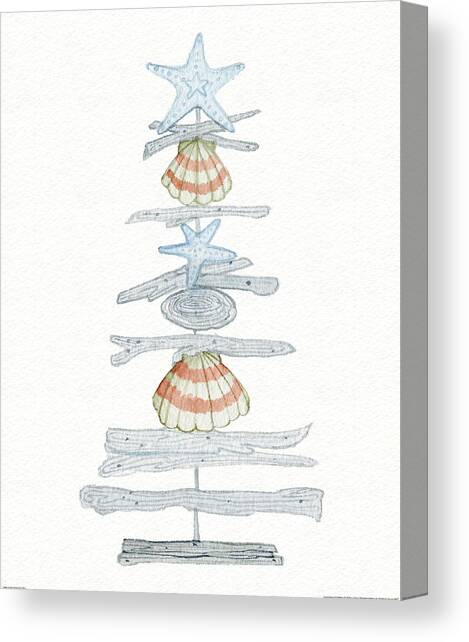 Coastal Holiday Tree I Red Canvas Art Print by Kathleen Parr Mckenna