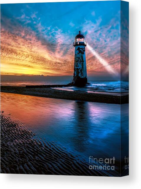 Light House Sunset Canvas Art Print by Adrian Evans
