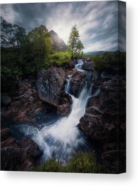 Mountain Stream in Dramatic Landscape Canvas Print