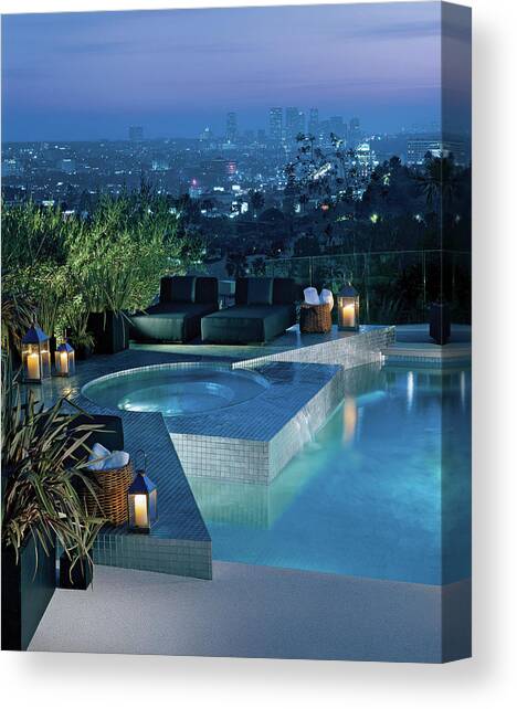 Luxurious Swimming Pool Canvas Art Print by Mary E. Nichols