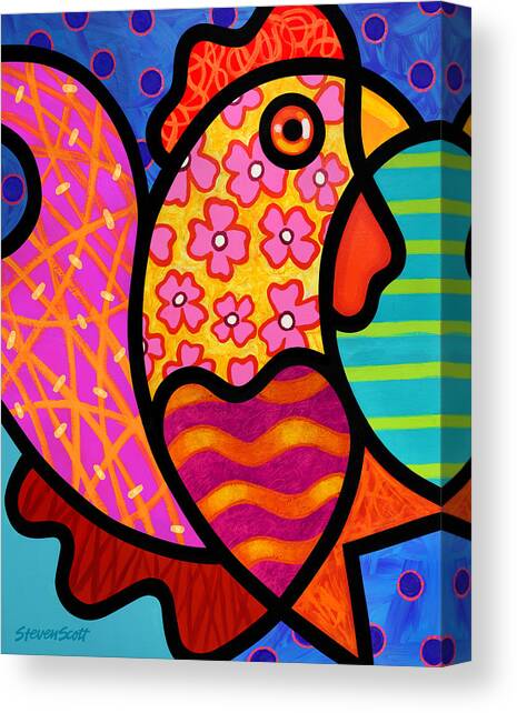 Rooster Dance Canvas Art Print by Steven Scott