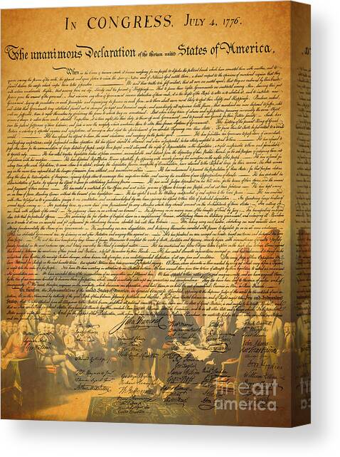The Signing of The United States Declaration of Independence Canvas Art Print by Wingsdomain Art and Photography