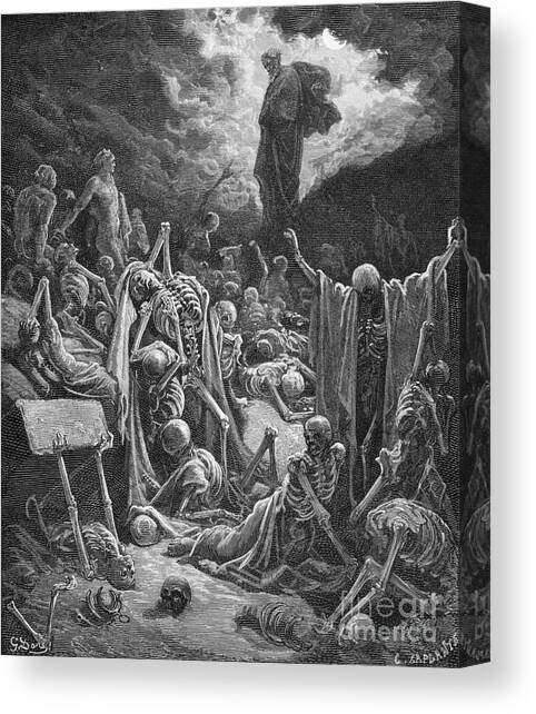 The Vision of the Valley of Dry Bones Canvas Art Print by Gustave Dore