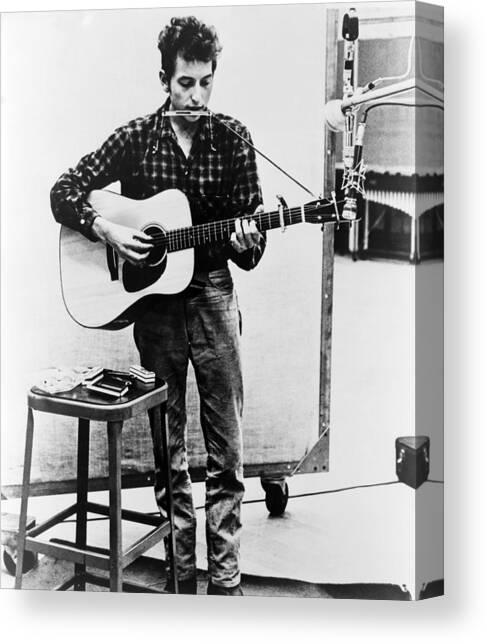 Bob Dylan B. 1941 Playing Guitar Canvas Art Print by Everett