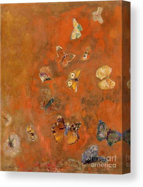 Evocation of Butterflies Canvas Art Print by Odilon Redon