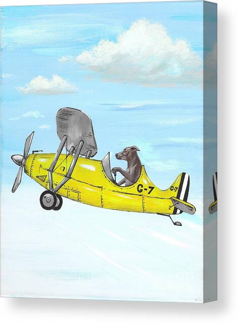 Rhodesian Ridgeback In Flight Canvas Art Print by Margaryta Yermolayeva