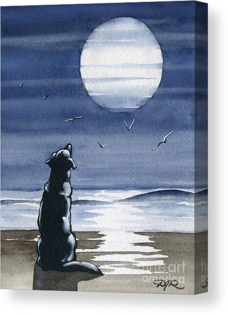 Dog Gazing at the Full Moon Canvas Print