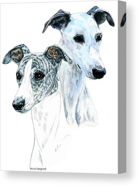 Whippet Pair Canvas Art Print by Kathleen Sepulveda