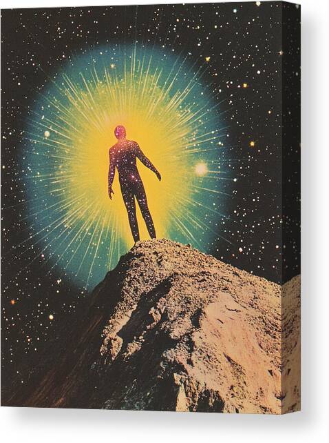A Cosmic Figure Stands on a Rocky Canvas Art Print by Samantha Hearn