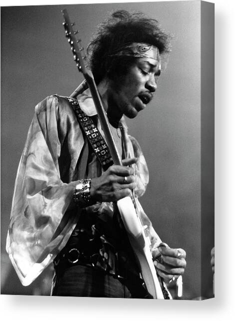 Photo Of Jimi Hendrix And Jimi Hendrix Canvas Art Print by David Redfern