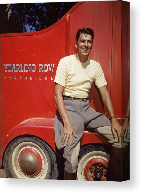 Portrait Of Ronald Reagan Canvas Art Print by Hulton Archive