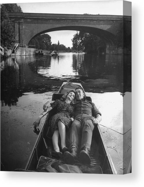 Sargent Aarons & Friend On The Thames Canvas Art Print by David E. Scherman
