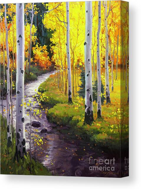 Golden Aspen Forest Trail Canvas Print