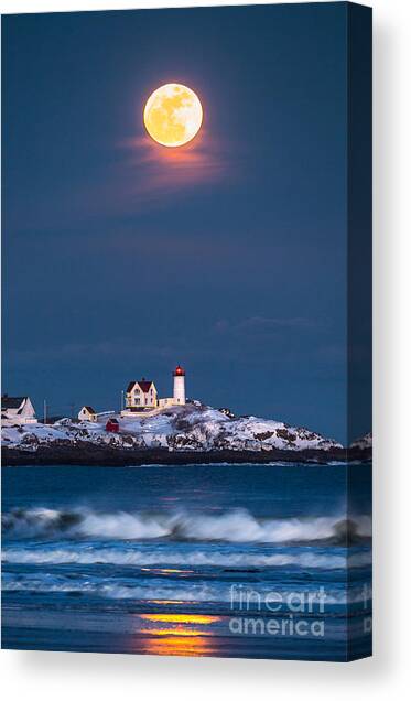 Moon Over Nubble Canvas Art Print by Benjamin Williamson