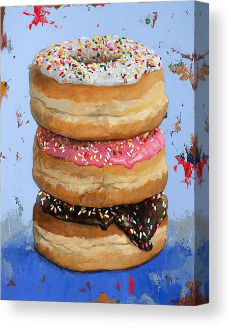 Stack of Colorful Donuts Canvas Print