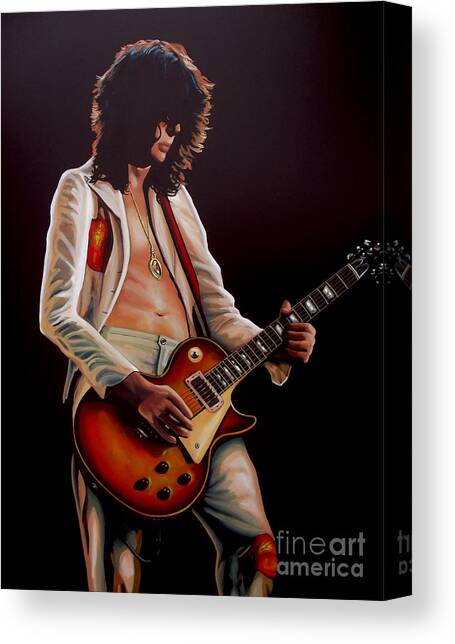 Jimmy Page in Led Zeppelin Painting Canvas Art Print by Paul Meijering