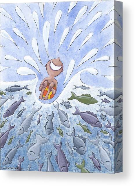 Jumping In Canvas Art Print by Christy Beckwith