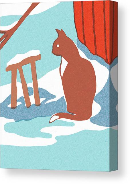 Cat in the snow Canvas Art Print by CSA Images