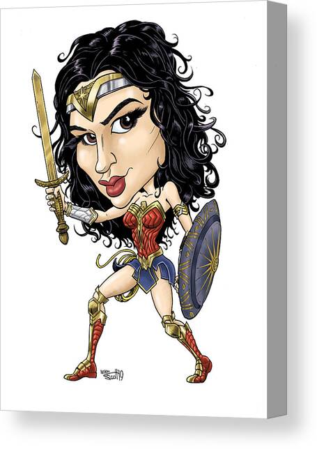 Gal Gadot in color Canvas Art Print by Mike Scott