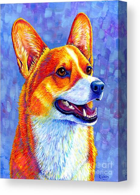 Mischief Maker - Colorful Pembroke Welsh Corgi Dog Canvas Art Print by Rebecca Wang