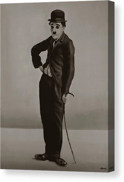 Charlie Chaplin Painting Canvas Art Print by Paul Meijering