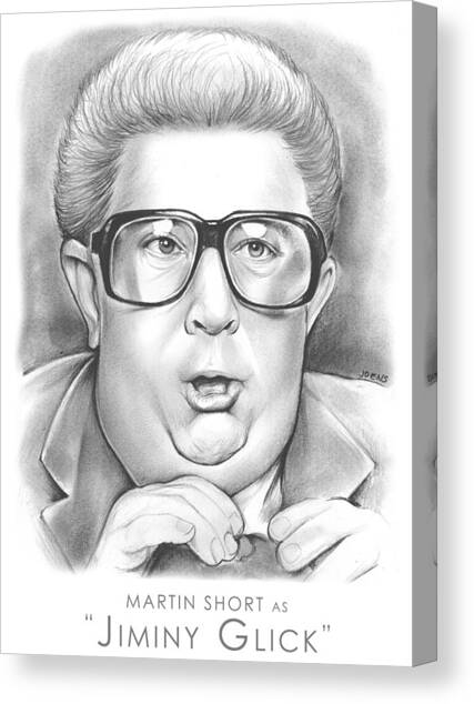Canvas Print featuring the drawing Jiminy Glick by Greg Joens