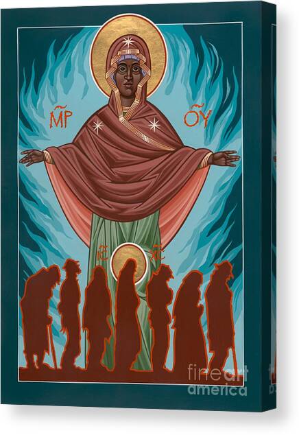 Mother of Sacred Activism with Eichenberg's Christ of the Breadline Canvas Art Print by William Hart McNichols