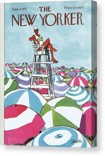 Sea Of Umbrellas Canvas Art Print by Charles Saxon