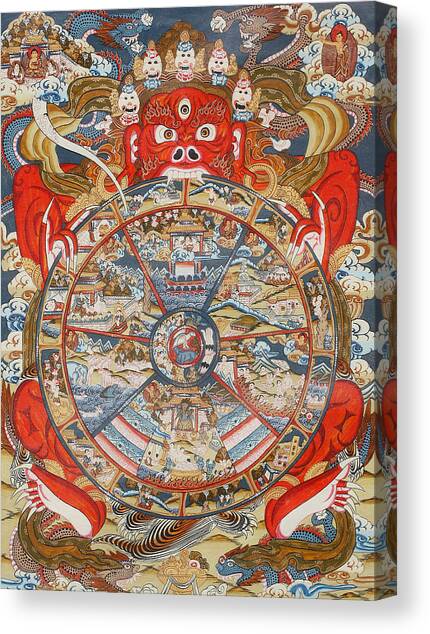 Wheel of life or wheel of Samsara Canvas Art Print by Unknown