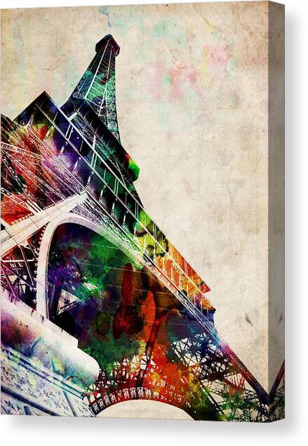 Canvas Print featuring the digital art Eiffel Tower by Michael Tompsett