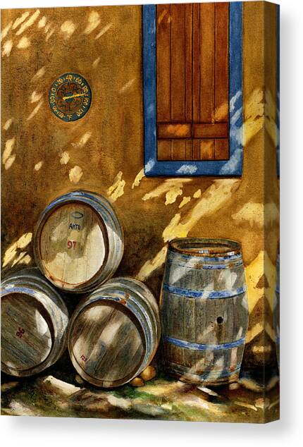 Picture IMAGES ON CANVAS Glass Wine with Barrel FMV