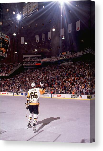 Mario Lemieux Waves To The Crowd Canvas Art Print by B Bennett