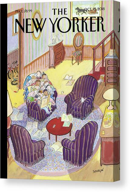 Reading Group Canvas Art Print by Jean-Jacques Sempe