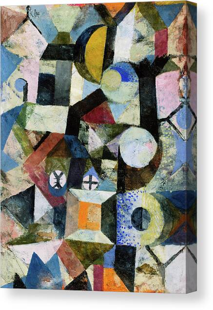 Composition with the Yellow Half-Moon and the Y #5 Canvas Art Print by Paul Klee