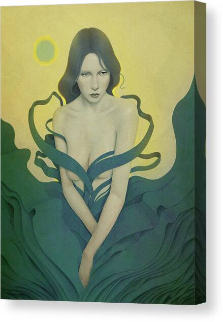 Mysterious Woman in Flowing Dress Canvas Print