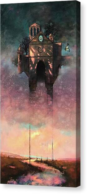 Floating Cathedral with Butterfly Canvas Print
