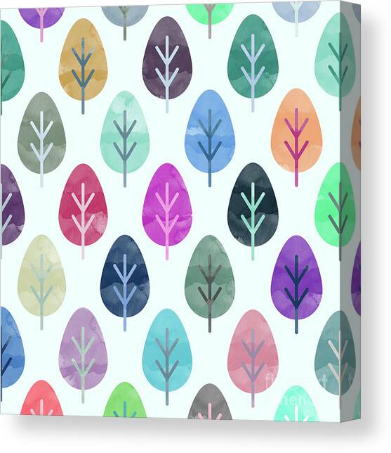 Watercolor forest pattern Canvas Art Print by Amir Faysal