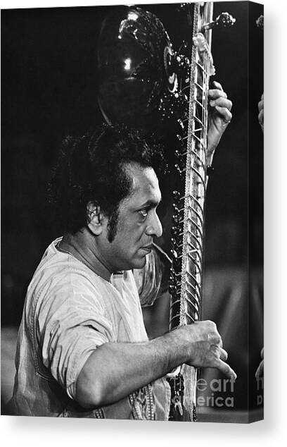 Ravi Shankar #1 Canvas Art Print by Bedrich Grunzweig