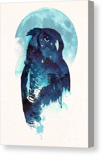 Midnight Owl Canvas Art Print by Robert Farkas