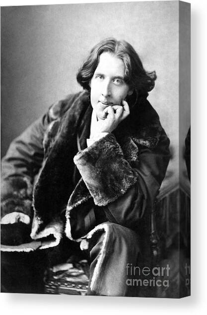Oscar Wilde in his favourite coat 1882 Canvas Art Print by Napoleon Sarony