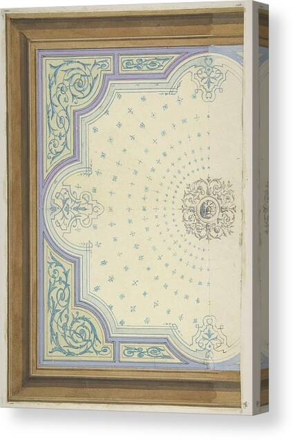 Design For The Decoration Of A Ceiling With Strapwork Canvas Art Print by Jules-edmond-charles Lachaise