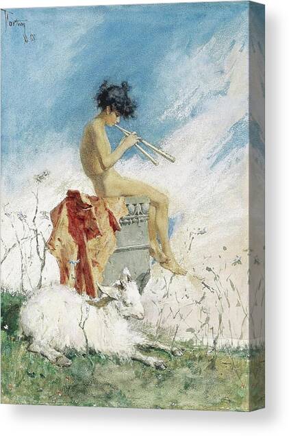 Mariano Fortuny y Marsal / 'Idyll'. 1868. Watercolour, Gouache / tempera on paper. Canvas Art Print by Mariano Fortuny y Marsal -1838-1874-