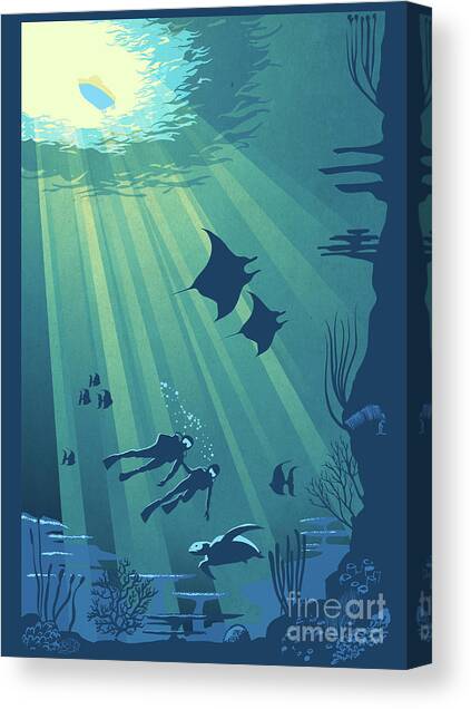 Scuba Dive Canvas Art Print by Sassan Filsoof