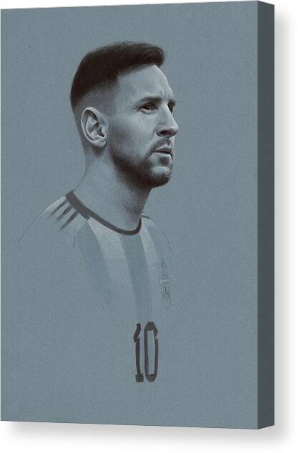 Lionel Messi Portrait in Team Jersey Canvas Print