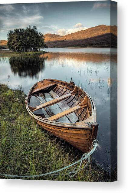 Moored on Loch Awe Canvas Art Print by Dave Bowman