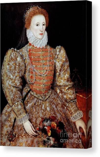 History Home Decor Framed portrait of Elizabeth I Canvas Wall Art Print 